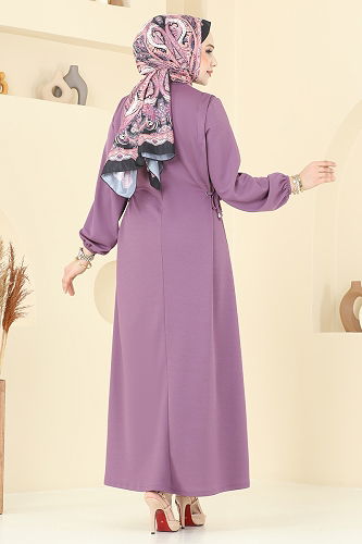 moda selvim Dress 23001UKB139 Dark Lilac - Thumbnail