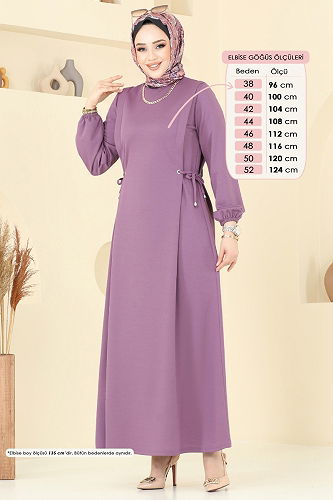 moda selvim Dress 23001UKB139 Dark Lilac - Thumbnail