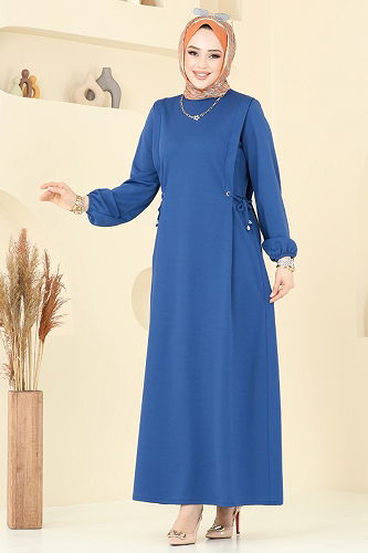 moda selvim الفستان ازرق 23001UKB139 - Thumbnail