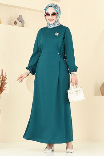 moda selvim الفستان بترولي 23001UKB139 - Thumbnail