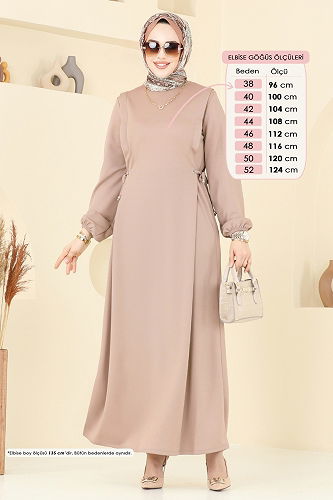 moda selvim الفستان بيج 23001UKB139 - Thumbnail