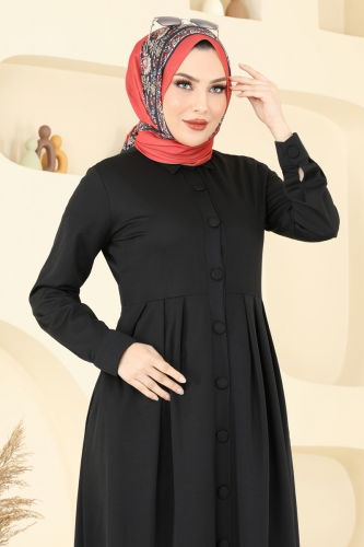 moda selvim Dress 23008UKB139 Black - Thumbnail