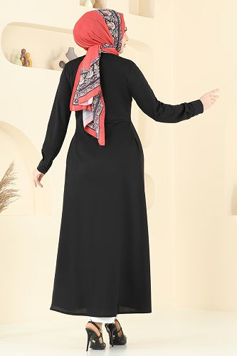 moda selvim الفستان أسود 23008UKB139 - Thumbnail