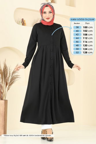 moda selvim الفستان أسود 23008UKB139 - Thumbnail