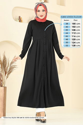 moda selvim الفستان أسود 23008UKB139 - Thumbnail