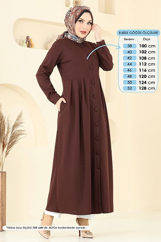 moda selvim Dress 23008UKB139 Brown - Thumbnail