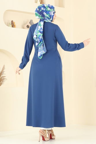 moda selvim الفستان ازرق 23008UKB139 - Thumbnail