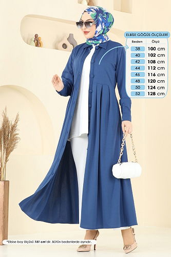 moda selvim الفستان ازرق 23008UKB139 - Thumbnail