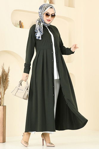 moda selvim Dress 23008UKB139 Khaki - Thumbnail