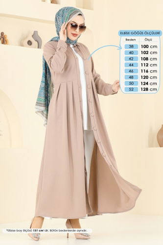 moda selvim الفستان بيج 23008UKB139 - Thumbnail