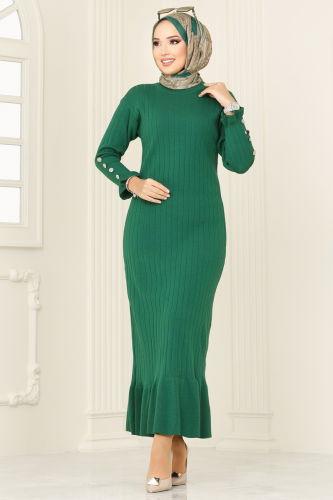 moda selvim Dress 23009BRZ597 Benetton Green - Thumbnail