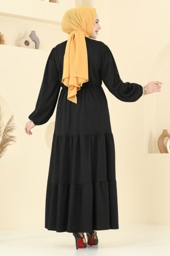 moda selvim الفستان أسود 23010UKB139 - Thumbnail