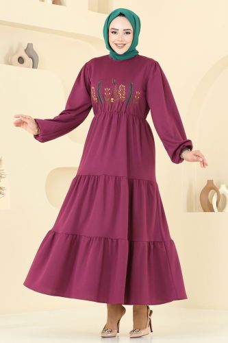 moda selvim الفستان وردي غامق 23010UKB139 - Thumbnail