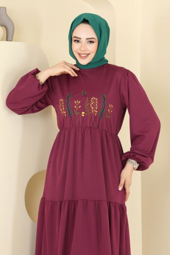 moda selvim الفستان وردي غامق 23010UKB139 - Thumbnail