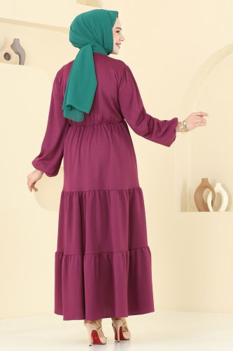 moda selvim الفستان وردي غامق 23010UKB139 - Thumbnail