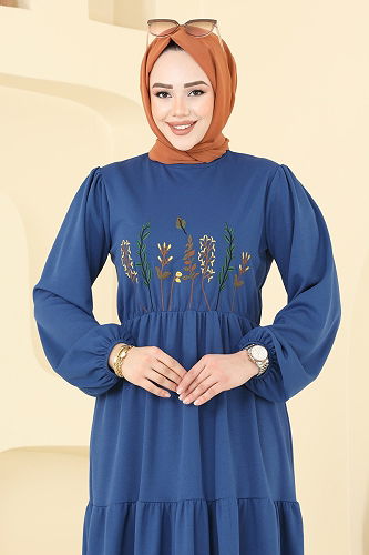 moda selvim الفستان ازرق 23010UKB139 - Thumbnail