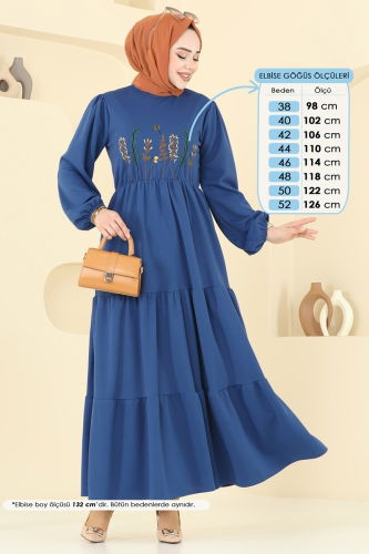moda selvim الفستان ازرق 23010UKB139 - Thumbnail