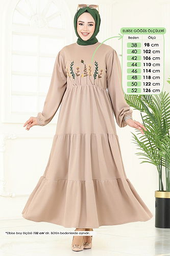 moda selvim الفستان بيج 23010UKB139 - Thumbnail