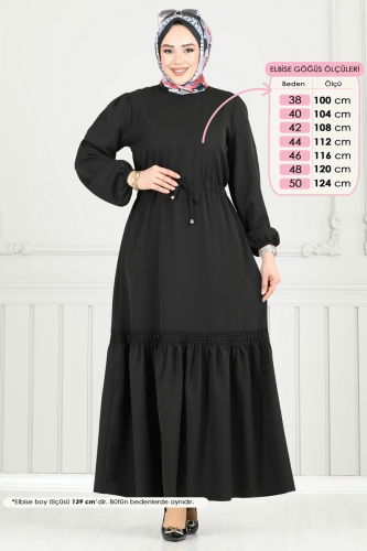 moda selvim Dress 23011UKB139 Black - Thumbnail