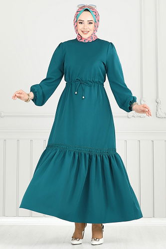 moda selvim Dress 23011UKB139 Light Petroleum - Thumbnail