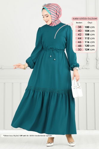 moda selvim Dress 23011UKB139 Light Petroleum - Thumbnail