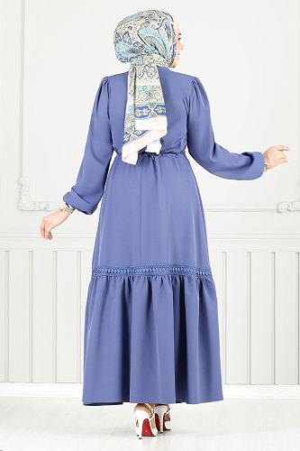moda selvim الفستان ازرق 23011UKB929-M - Thumbnail