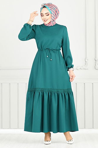 moda selvim Dress 23011UKB929-M Light Petroleum - Thumbnail