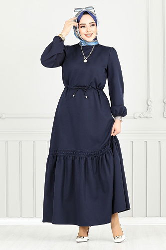 moda selvim Dress 23011UKB929-M Navy Blue - Thumbnail
