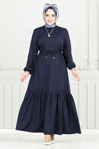 moda selvim Dress 23011UKB929-M Navy Blue - Thumbnail