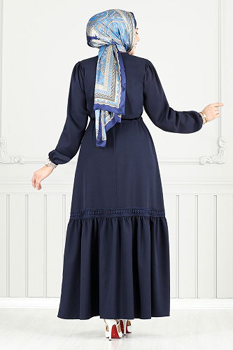 moda selvim الفستان كحلي 23011UKB929-M - Thumbnail