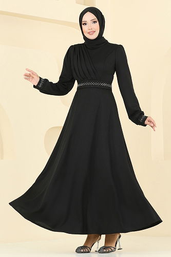 moda selvim Dress 23030UKB139 Black - Thumbnail