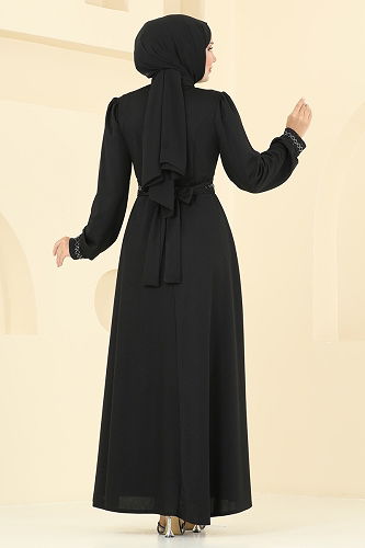 moda selvim الفستان أسود 23030UKB139 - Thumbnail