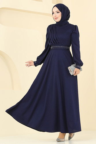 moda selvim Dress 23030UKB139 Navy Blue - Thumbnail