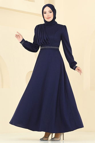 moda selvim Dress 23030UKB139 Navy Blue - Thumbnail