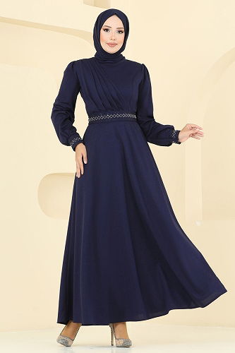 moda selvim Dress 23030UKB139 Navy Blue - Thumbnail