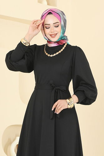 moda selvim Dress 23031UKB139 Black - Thumbnail