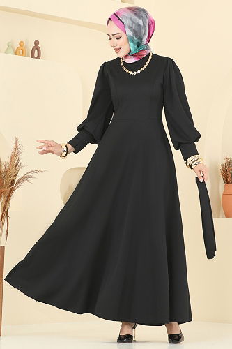 moda selvim الفستان أسود 23031UKB139 - Thumbnail