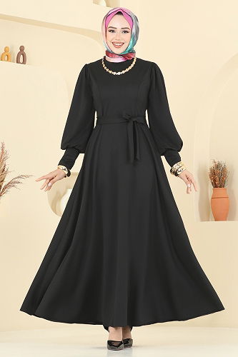 moda selvim الفستان أسود 23031UKB139 - Thumbnail