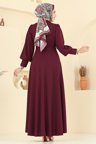 moda selvim الفستان خمري 23031UKB139 - Thumbnail