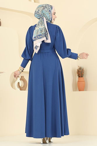 moda selvim الفستان ازرق 23031UKB139 - Thumbnail