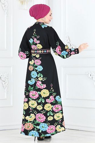 moda selvim Dress 23105JNF844 Black - Thumbnail