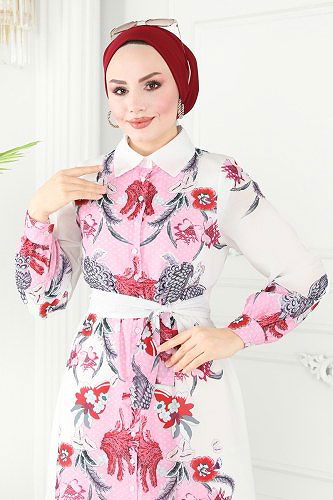 moda selvim Dress 23119JNF844 Dried Rose - Thumbnail