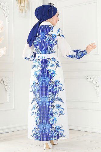 moda selvim Dress 23119JNF844 Saxon Blue - Thumbnail