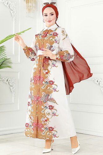 moda selvim Dress 23119JNF844 Tan - Thumbnail