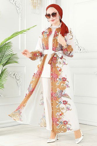 moda selvim 23119JNF844 رملي فستان - Thumbnail