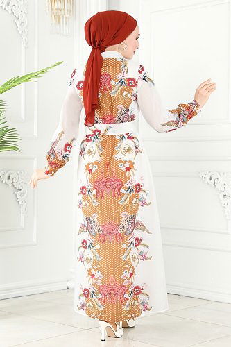 moda selvim 23119JNF844 رملي فستان - Thumbnail