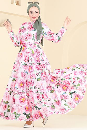 moda selvim Dress 23120JNF844 Ecru - Thumbnail