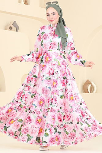 moda selvim Dress 23120JNF844 Ecru - Thumbnail