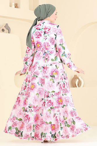 moda selvim Dress 23120JNF844 Ecru - Thumbnail