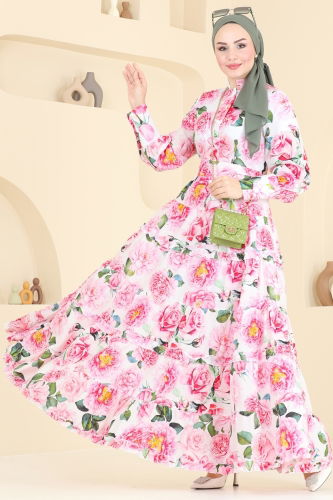 moda selvim الفستان سكري 23120JNF844 - Thumbnail